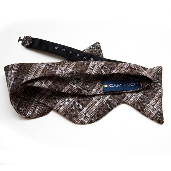 New Men's Self-tied Bow Tie 100%Silk Big Butterfly‎ Grey Plaid S650 - Picture 4 of 13